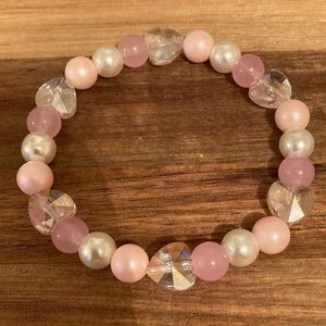 Handmade Elegant Pink and Pearl Beaded Bracelet